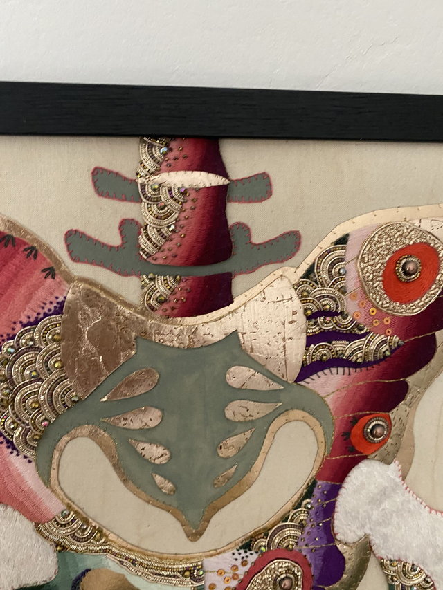 Tableau pelvis bordeaux vert