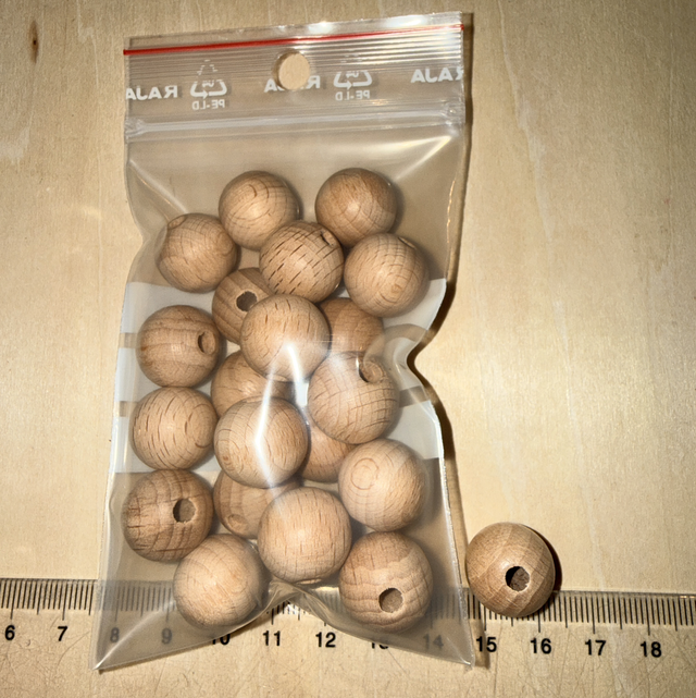 Lot 30 perles bois ronde 12 mm