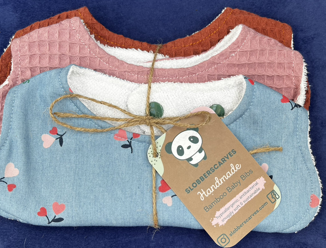 Three Pack Collar Style Bamboo Bibs 