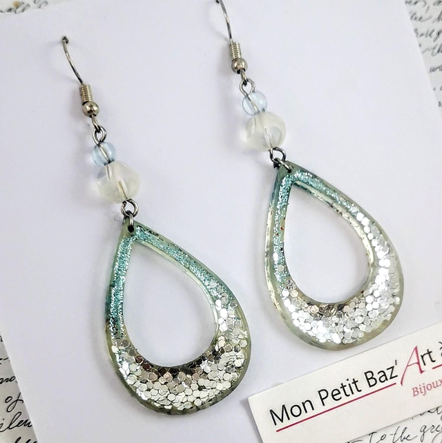 Boucles d'oreilles Gouttes VPM4 bleu ciel 