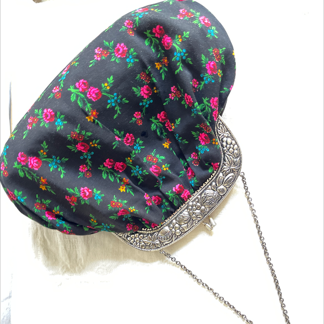 Brocante Handtasche Rosen silber pink rose 