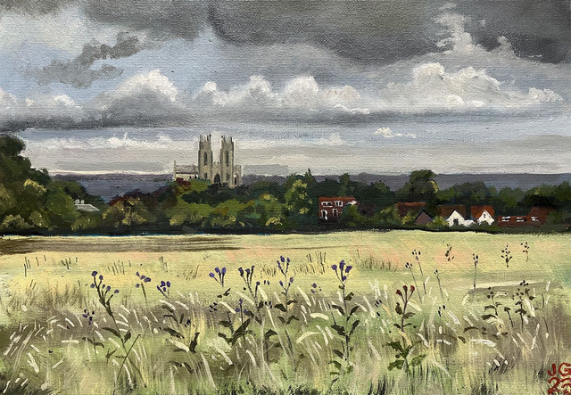 Summer on the Westwood, Beverley. 14x10 inch, oil on canvas board.