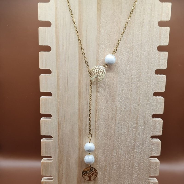 Collier Arbre de vie Howlite blanche