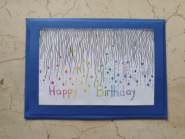 Schreibkarte Sternen-Regen "Happy Birthday"