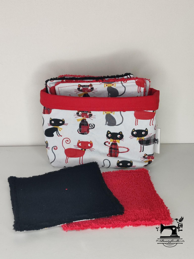 Lingettes lavables "CHAT ROUGE"