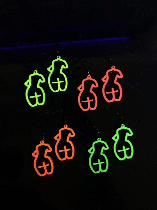 Earrings UV light Lasercut Backside Beauties