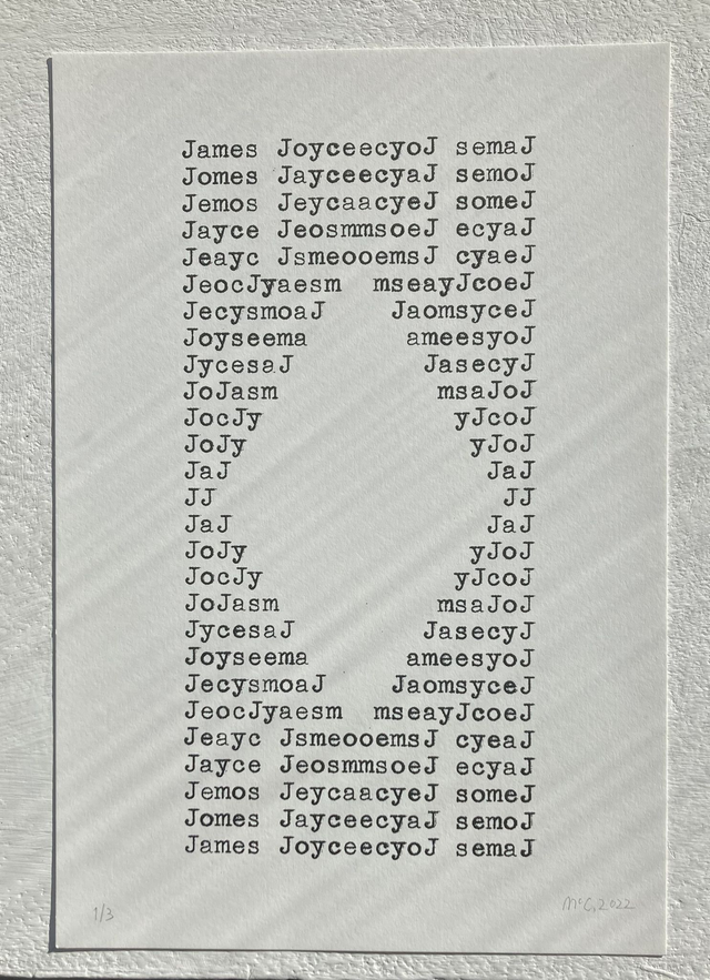 'James Joyce', Chris McCabe. Fine Art prints, Limited edition of 3ea., 11 variations, signed. Milan 2022.