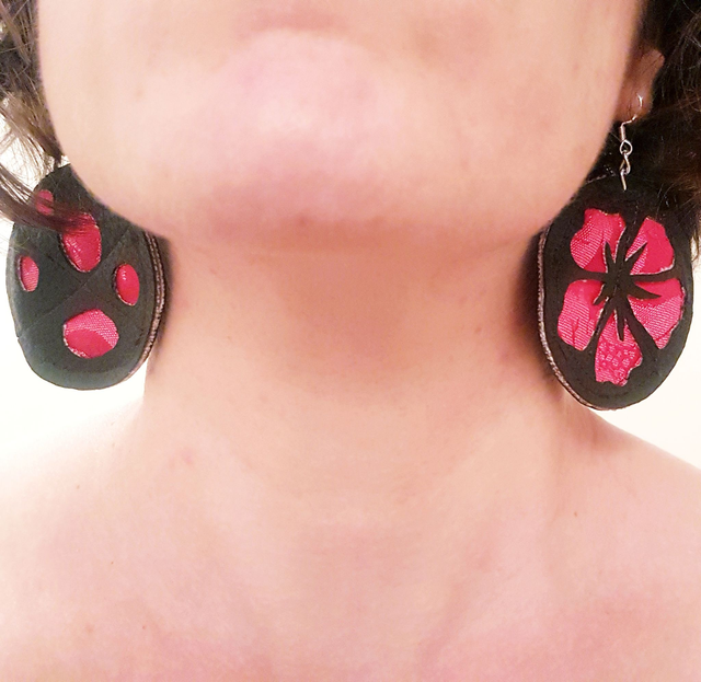 Boucles d'oreilles CRÉOLES PLEINES en tissus up-cyclés | PERSONNALISABLES