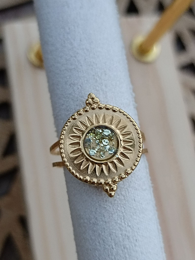 Bague Ethnique réglable - Or - Paillettes dorées