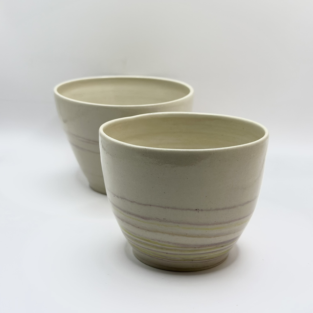 Bol artisanal en céramique – Café terre mélée taro matcha, pièce unique faite main