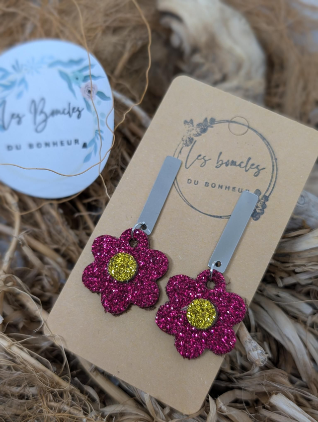 Marguerite m1099 rose framboise paillettes 