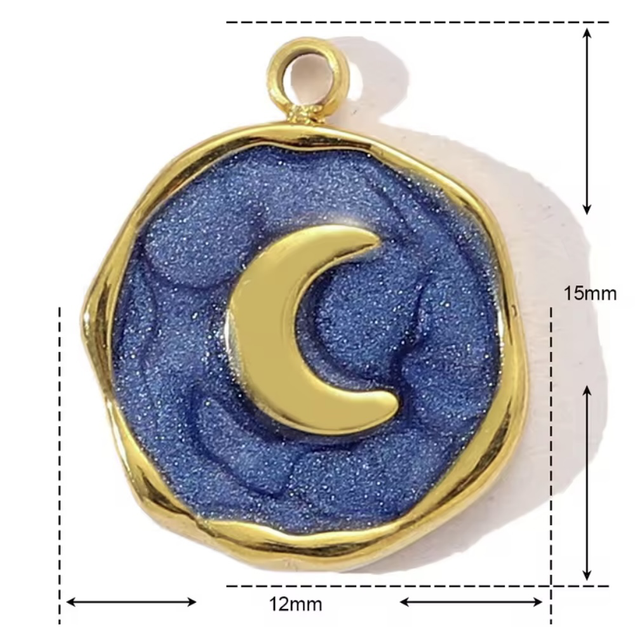 Charm luna su base blu 