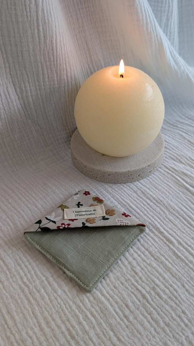 Marque-page "coin" - Collection tissu "Renard"/Vert d'eau 1