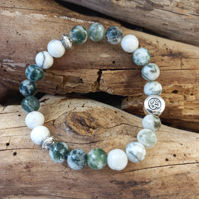 Bracelet en Howlite et Agate arbre