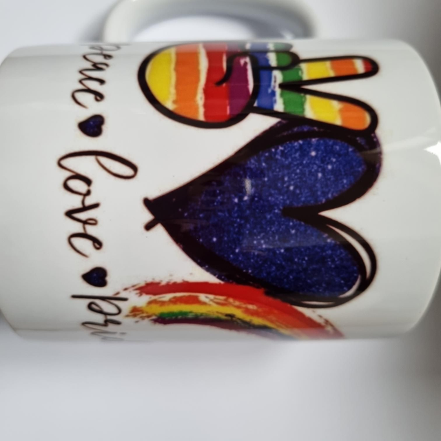 11oz Pride Mug Peace Love Pride Can Be Personalised 