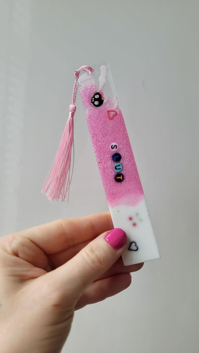 Bookmark - SLUT - Pink and White Glitter 