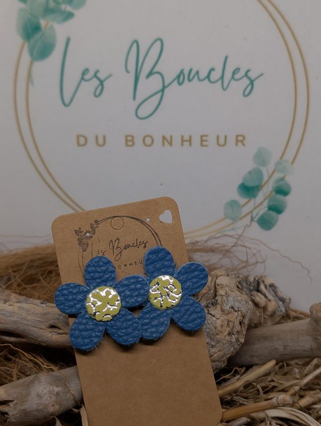 Boucles d&#039;oreilles Baby Marguerite bleu bm054