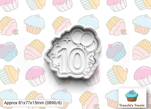 Happy Birthday number 10 Fondant/cookie stamp with cutter  