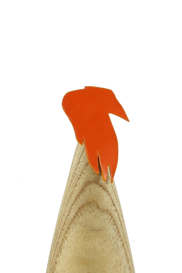 Broche motif Corbeau en cuir tannage végétal -  HANE Orange
