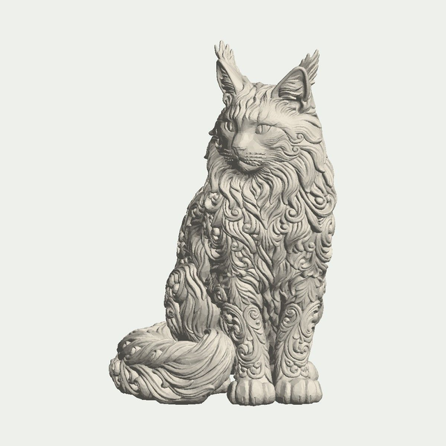 Sitting Maine Coon Cat Statue