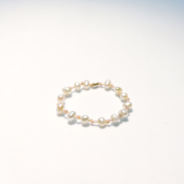 Bague Perles d&#039;eau douce - Fil de Jade rose pâle - Fait Main