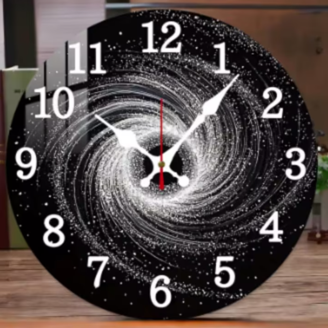 Ronde wandklok van hout Sterrenstelsel (25cm)