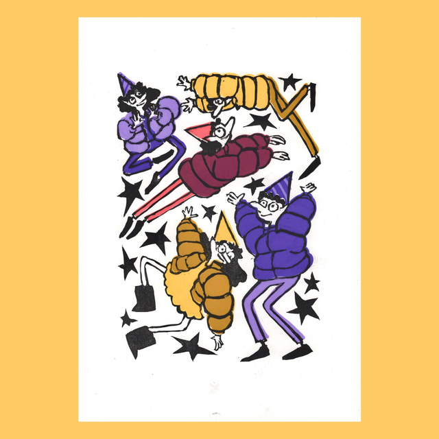 Party People Linoprint - Mixed Colours