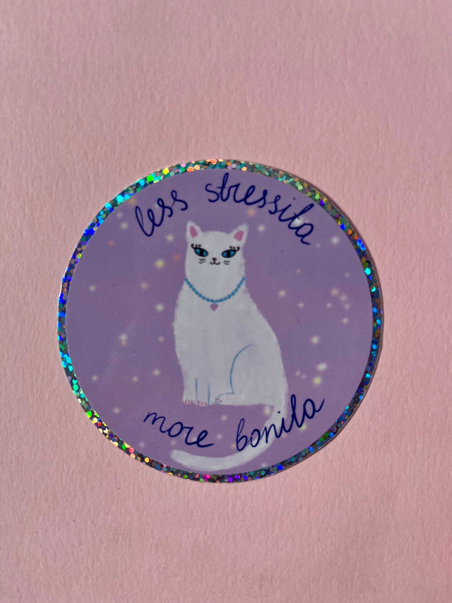 Glitter Vinyylitarra “Less stressita, more bonita"