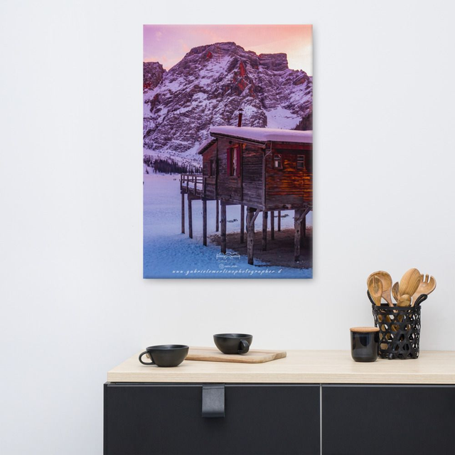 Canvas Lago di Braies sunset