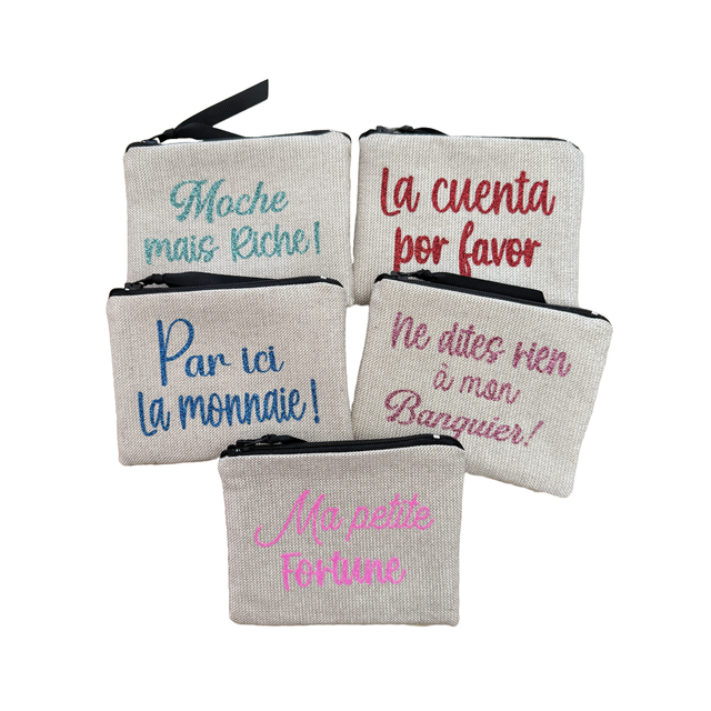 Porte Monnaie Beige Message