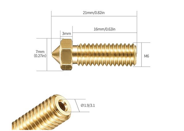 3D-Drucker Nozzle 0,4 mm Messing Düse