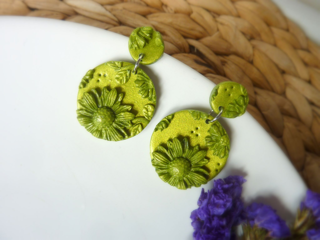 Boucles d'oreilles rondes - Colline de fleurs