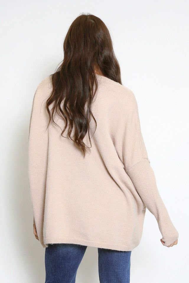 LOVE Slogan Jumper - Beige / Pink