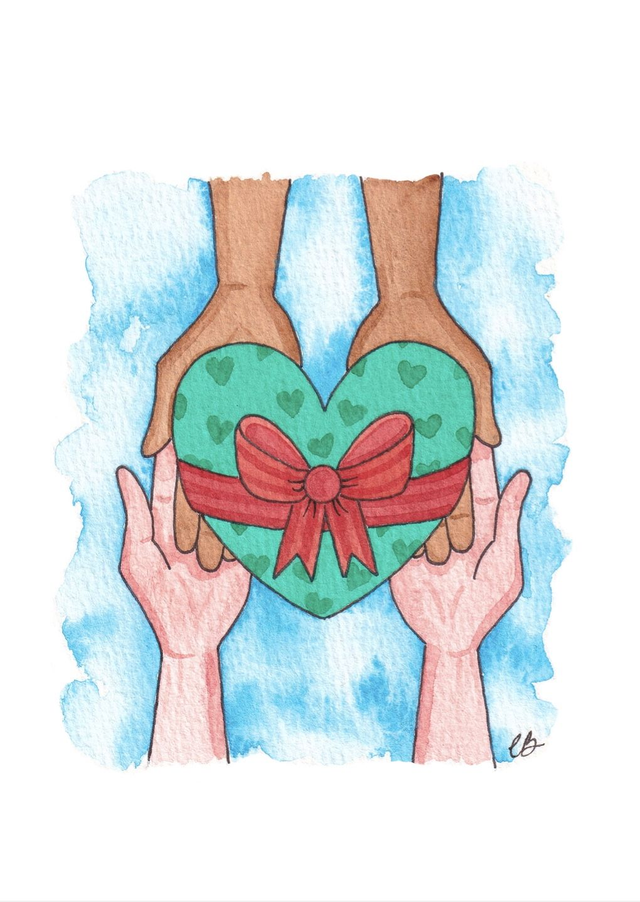 4 x Green Heart for Social Care Christmas Cards