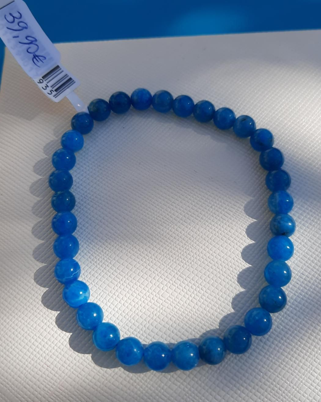 Bracelet boule 6mm Apatite bleue AA