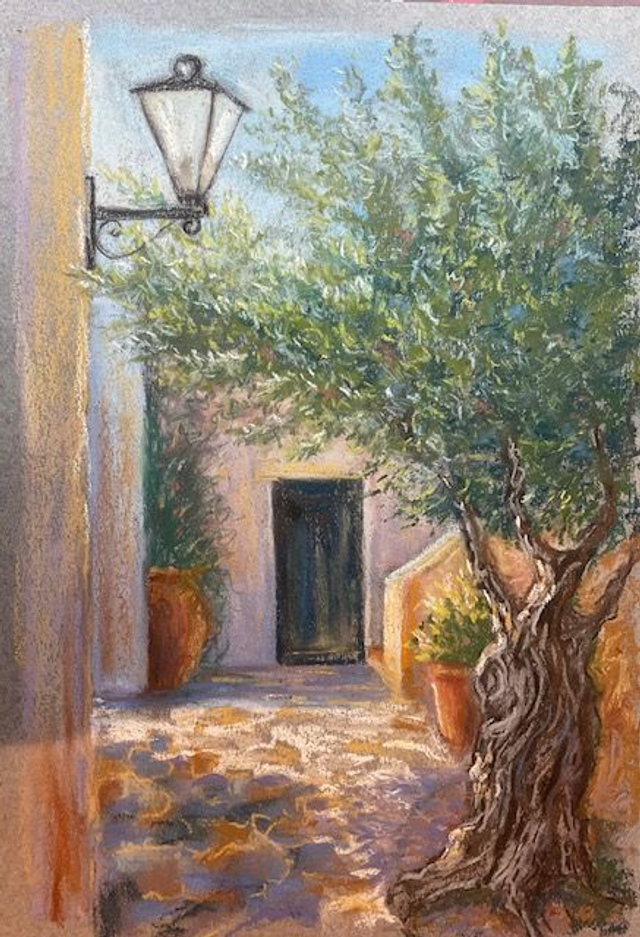 RK67 Greek Courtyard by Ruth Kirkby, 20 x 28 cm Pastels