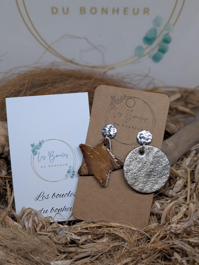 Boucles d&#039;oreilles Asymétrique bronze beige as051