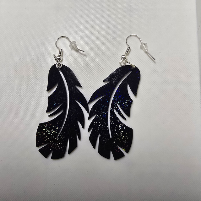 Boucles d'oreilles Plumes Noires