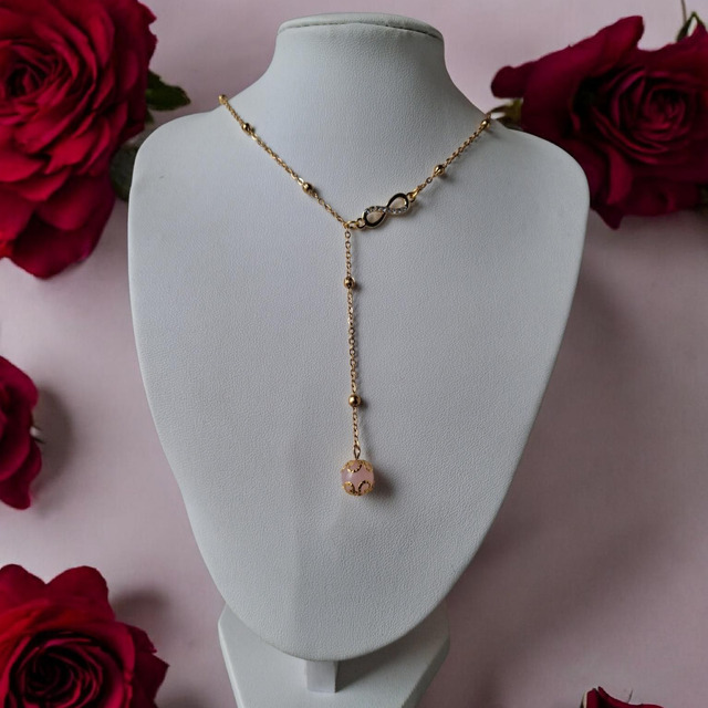 Collier Infini & Quartz Rose
