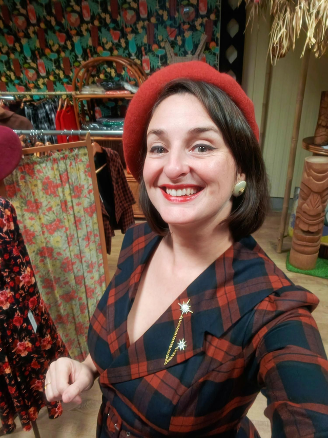 Robe carreaux marine et rouille 