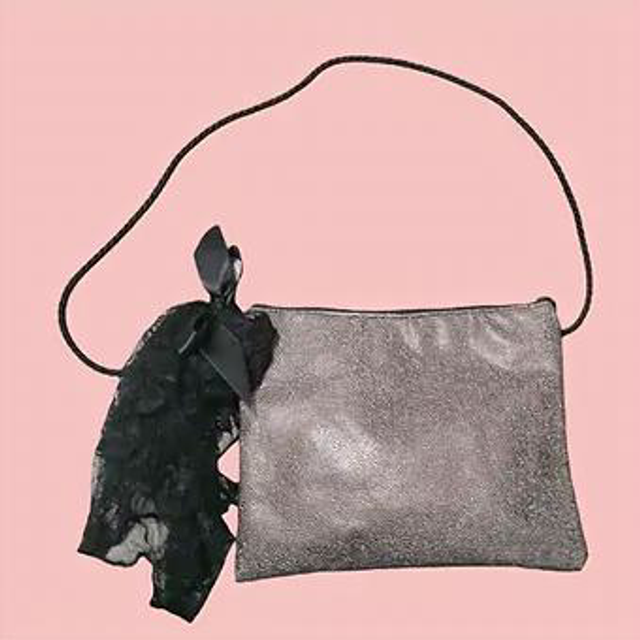 Sac pochette en simili cuir gris