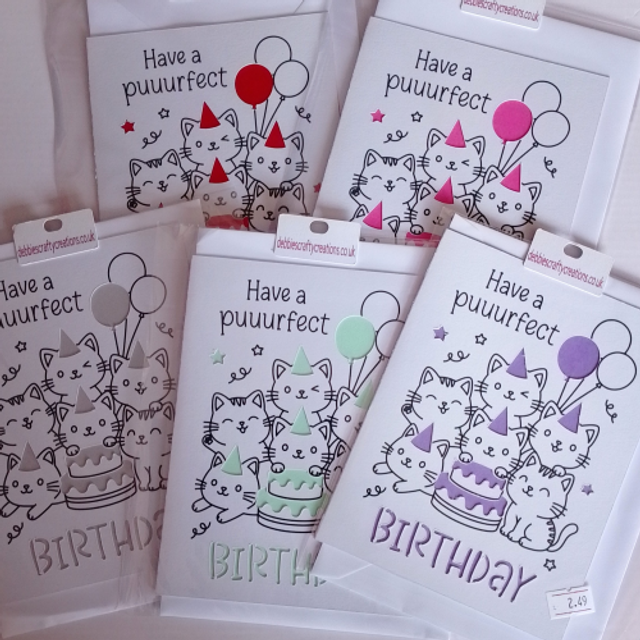 Have A Puuurfect Birthday - Cat Birthday Card - Card For Cat Lovers - 6 Colours