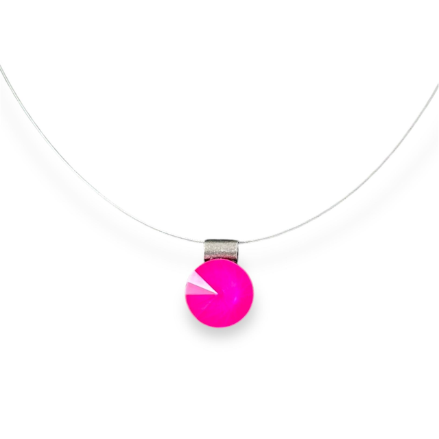 Solitär RIVOLI 12 an Edelstahlreifen, Electric Pink