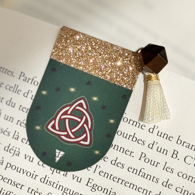 NEW Marque-pages Wicca, vert forêt, œil de tigre