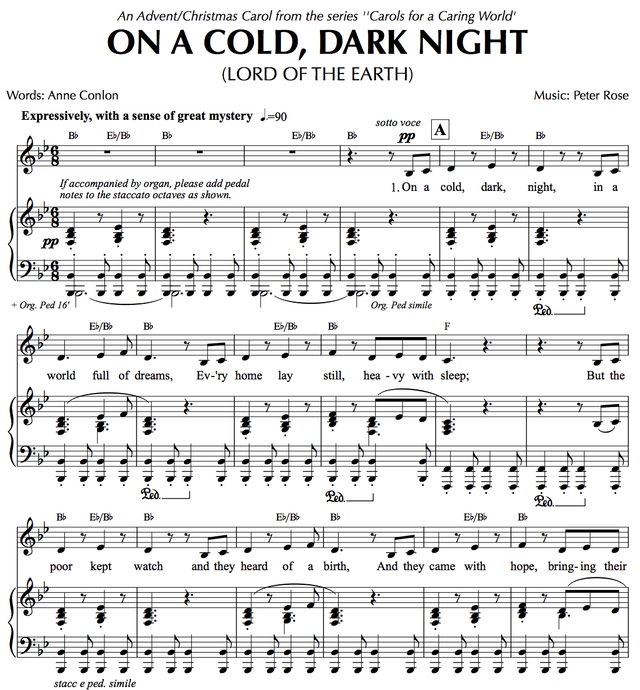 ON A COLD, DARK NIGHT  PDF Piano/Vcl  by Peter Rose &amp; Anne Conlon