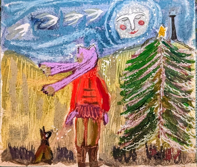 Art Full Moon Pen Dinas card Creative Cat's by Wendy