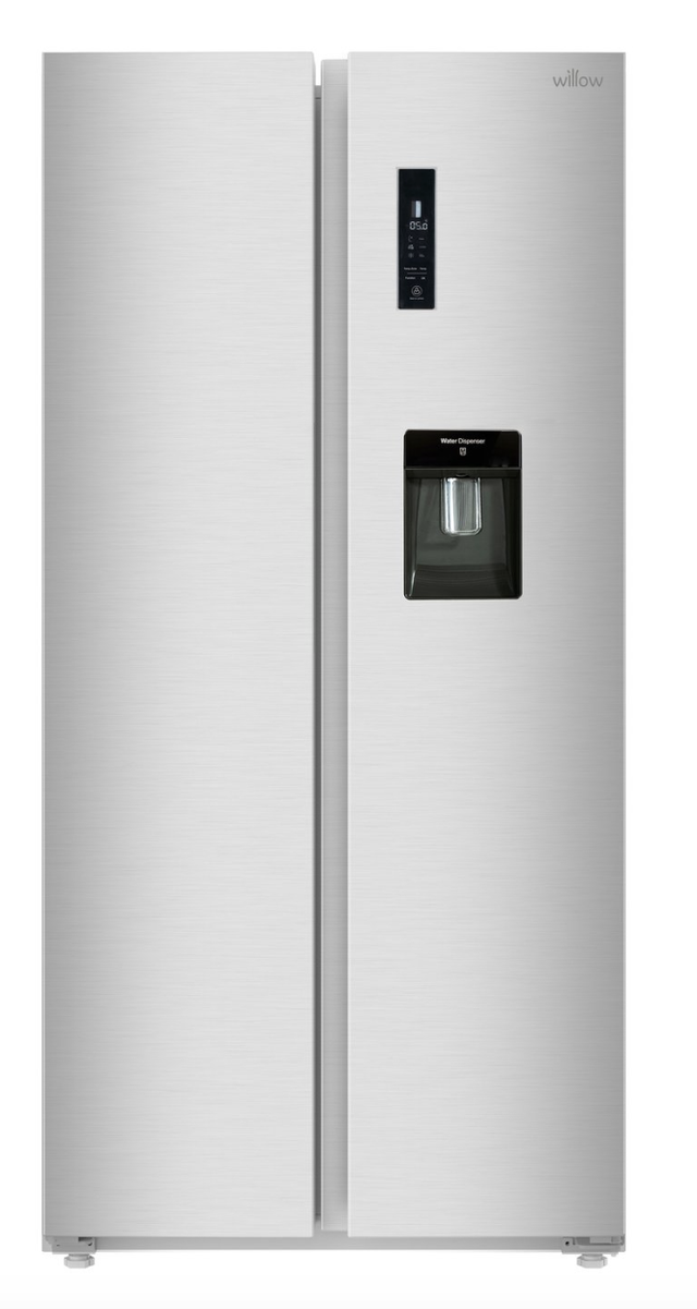 Willow  WSBS84DS 433L Side by Side Fridge Freezer, Silver 