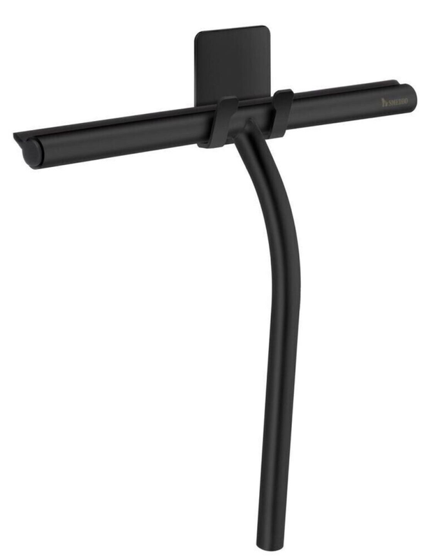 Sideline Duschabzieher, mit selbstklebenden Haken edelstahl schwarz