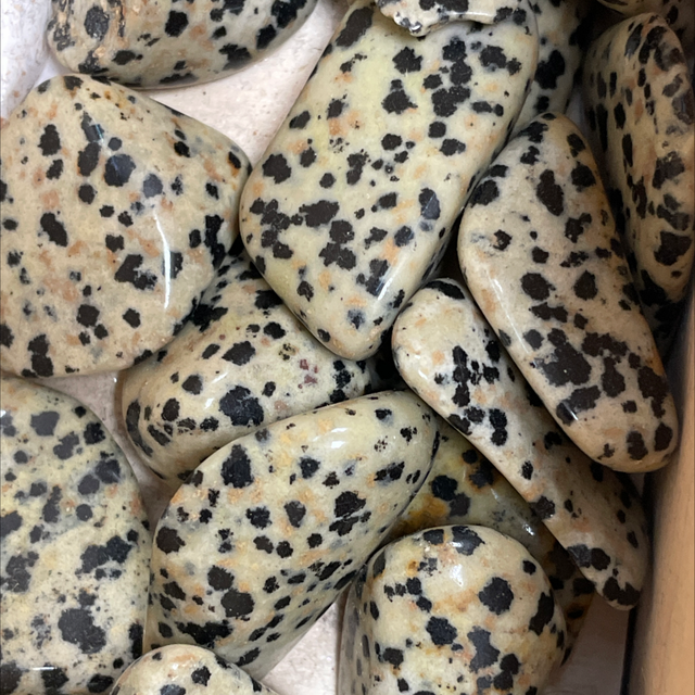 Dalmatian Stone, a type of Igneous Rock tumbled crystal