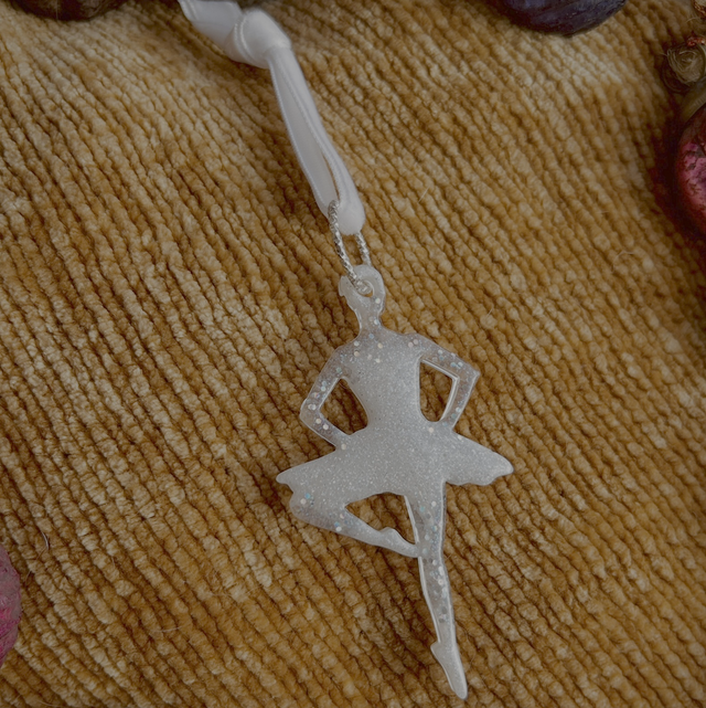 Ballerina Decoration - White and Silver